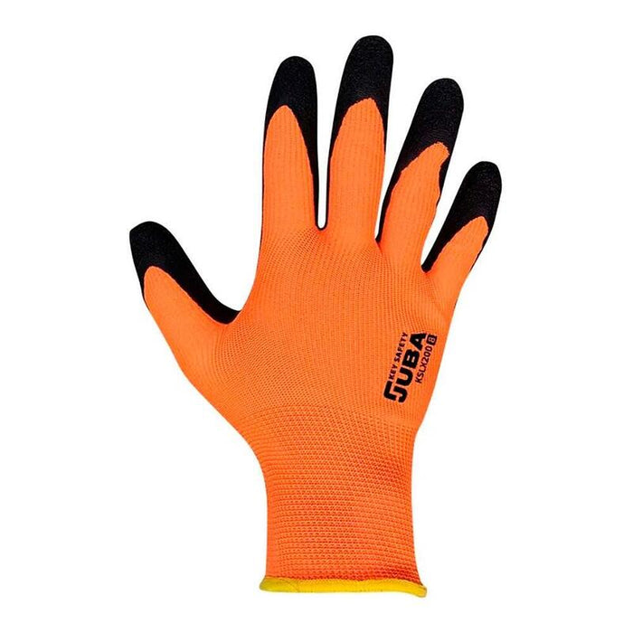 Pack De 5 Unidades - Guante Poliéster Con Palma Látex Rugoso, Keep Safe, Naranja Y Negro, T-9 L