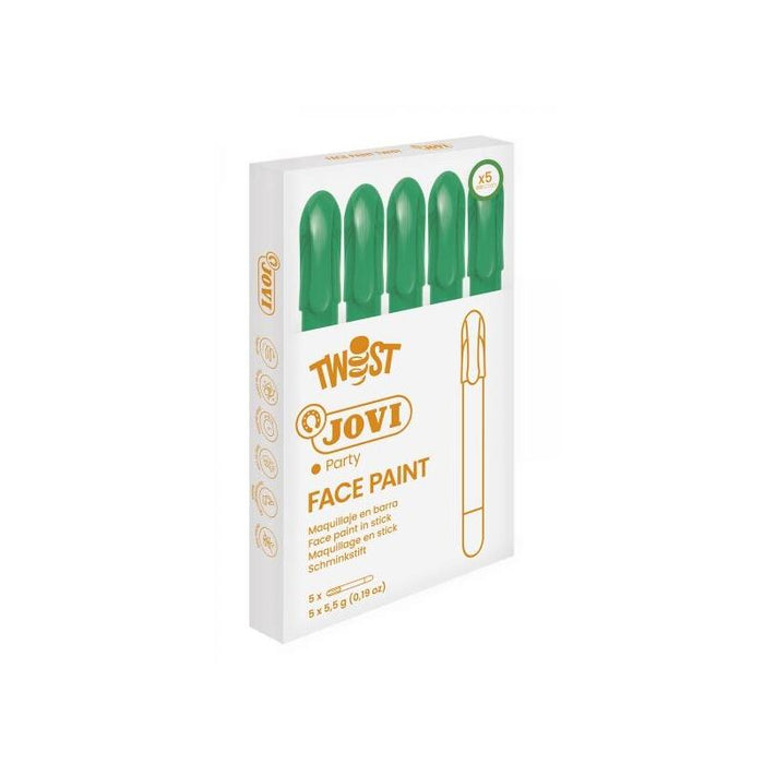 Pack De 5 Unidades Jovi Twist Stick De Pintura De Cara - Hipoalergenico - Base Agua - Facil Aplicacion - Gran Cubricion