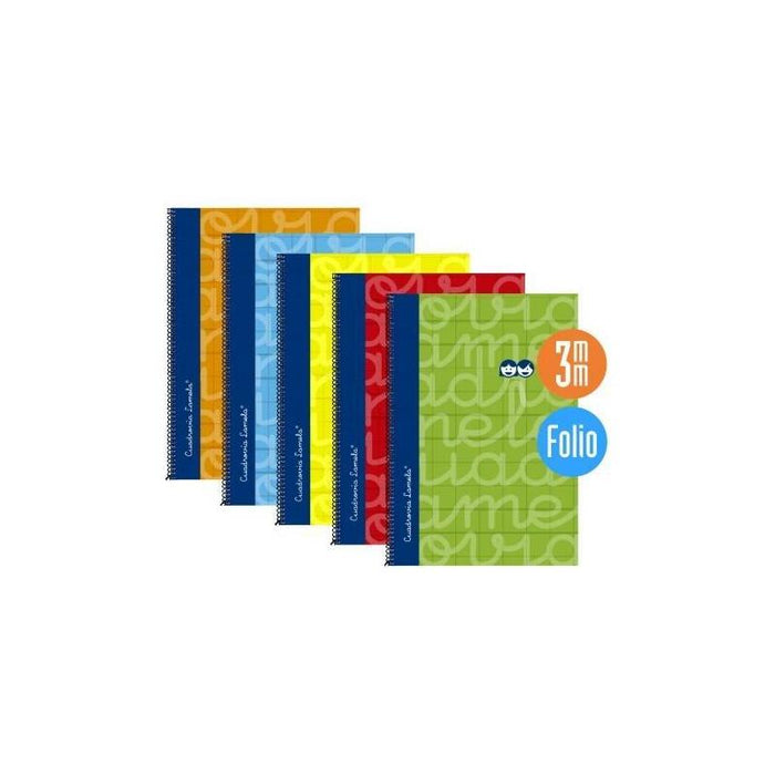 Pack De 5 Unidades Lamela Cuaderno Espiral 80 H Folio 90gr Cuadrovía 3mm C/Margen Cubierta Extradura C/Surtidos