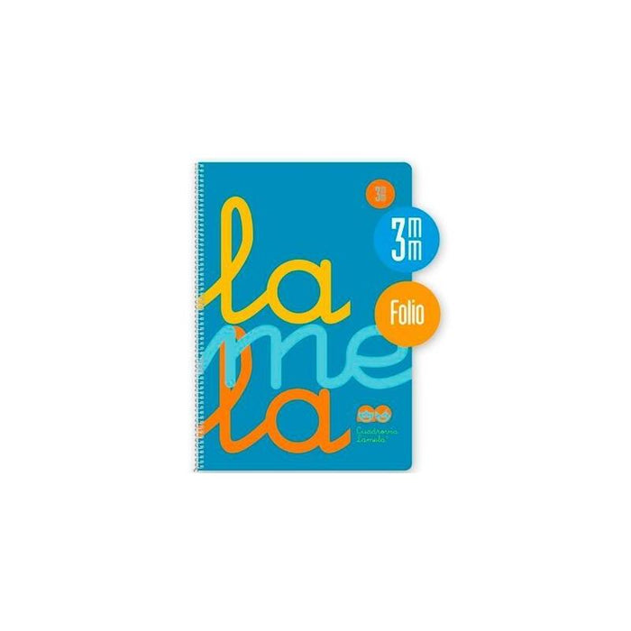 Pack De 5 Unidades Lamela Cuaderno Espiral 80h Folio 90gr Cuadrovía 3mm C/Margen Cubierta Pp Azul Fluorescente