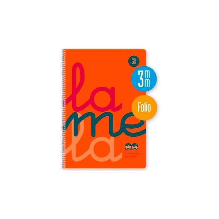 Pack De 5 Unidades Lamela Cuaderno Espiral 80h Folio 90gr Cuadrovía 3mm C/Margen Cubierta Pp Naranja Fluorescente