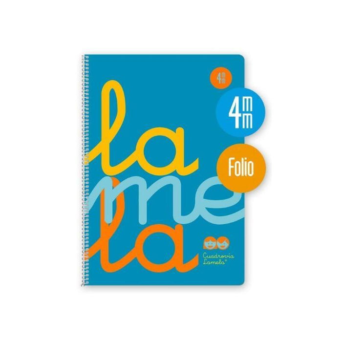 Pack De 5 Unidades Lamela Cuaderno Espiral 80h Folio 90gr Cuadrovía 4mm C/Margen Cubierta Pp Azul Fluorescente