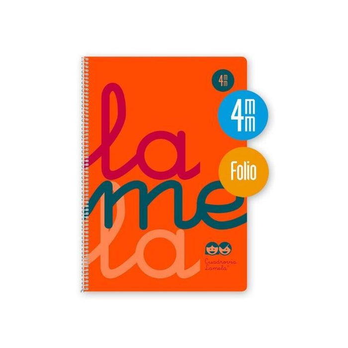 Pack De 5 Unidades Lamela Cuaderno Espiral 80h Folio 90gr Cuadrovía 4mm C/Margen Cubierta Pp Naranja Fluorescente
