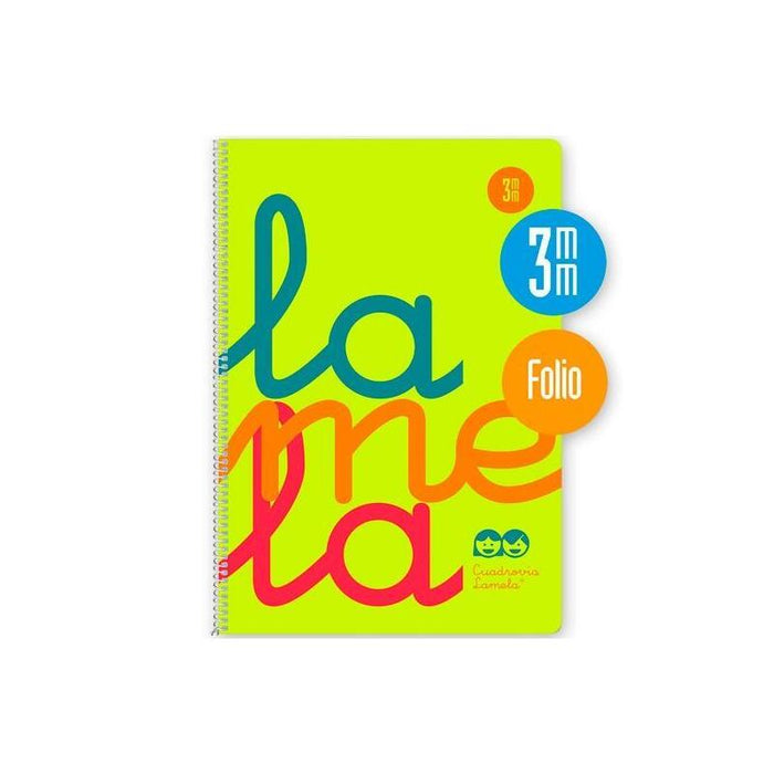 Pack De 5 Unidades Lamela Cuaderno Espiral Folio 80h 90gr Cuadrovía 3mm Cubierta Pp Amarillo Flúor