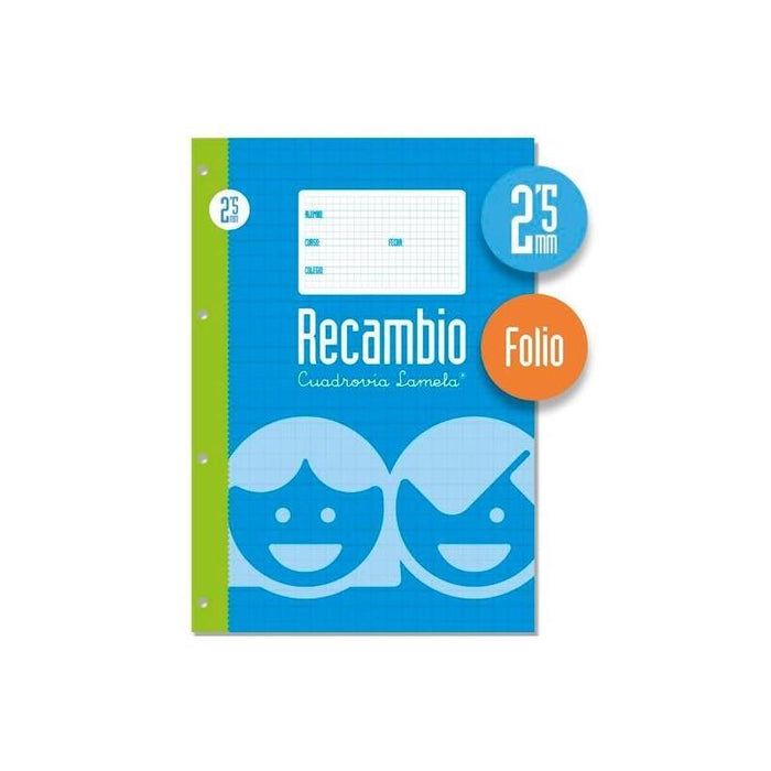 Pack De 5 Unidades Lamela Recambio Anillas Folio 100h 70gr Cuadrovía 2,5mm C/Margen Offset Blanco