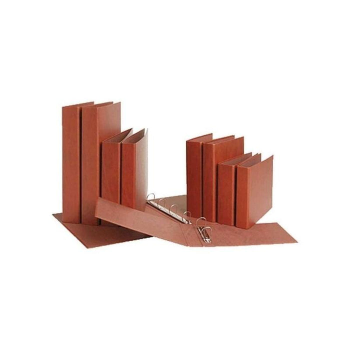 Pack De 5 Unidades Mariola Carpeta Archivador De 2 Anillas Carton Gofrado Cuero - Tamaño Cuarto Apaisado - Anillas