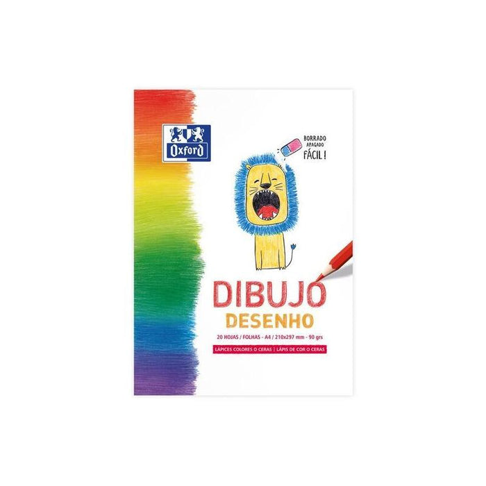 Pack De 5 Unidades Oxford Bloc Dibujo Infantil A4 Encolado 20h Liso 90gr
