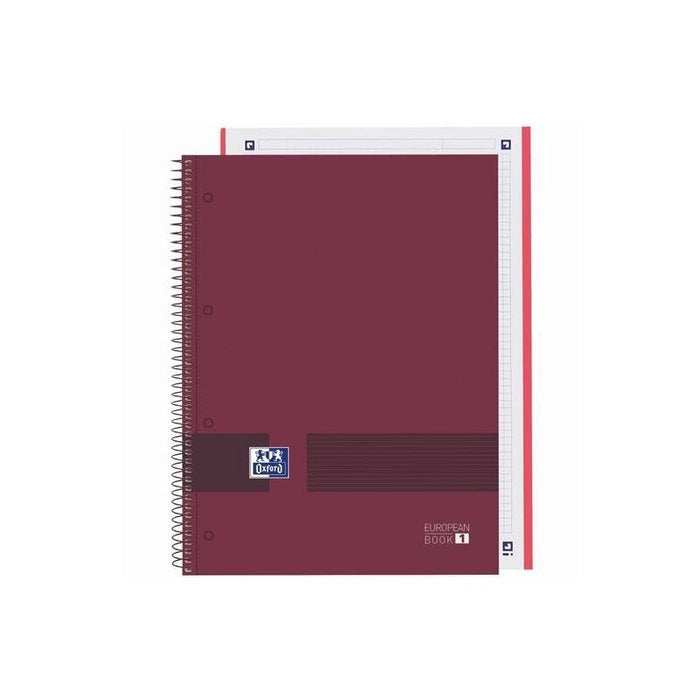 Pack De 5 Unidades Oxford & You Cuaderno Europeanbook Write&Erase A4+ 80h 5x5 T/Extraduras Burdeos