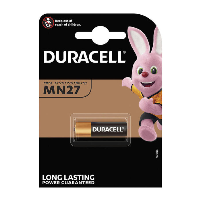 Pack De 5 Unidades - Pila Alkalina Duracell Long Lasting Power A27/V27a - Mn27 12v (Blister 1 Unid.) Ø8x28,2mm