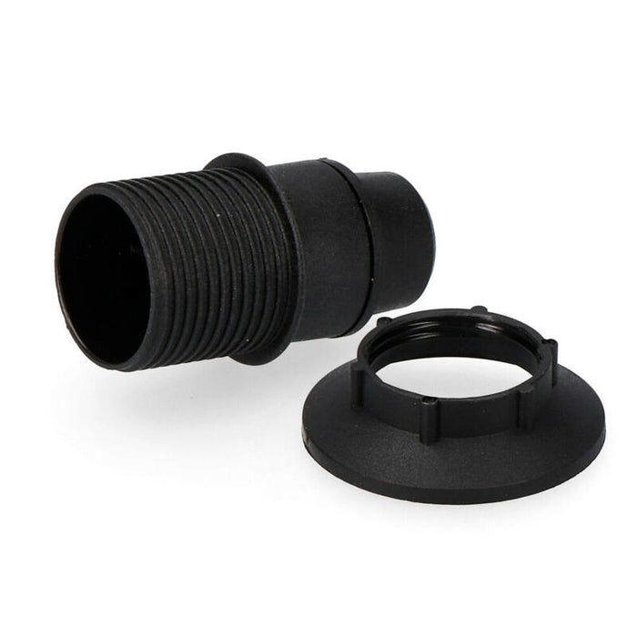 Pack De 5 Unidades - Portalamparas E14 Semi-Roscado + Arandela Retractilado Negro Solera