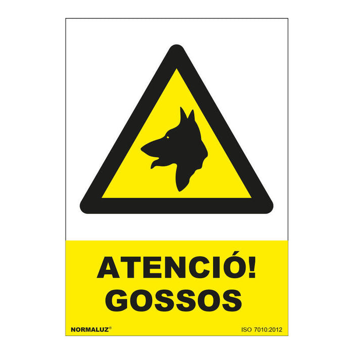 Pack De 5 Unidades - Señal Atenció Gossos Pvc 0,7mm 210x300mm Normaluz