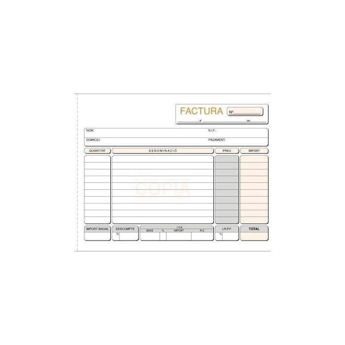 Pack De 5 Unidades Talonario Facturas 1/4 Apaisado Autocopia Triplicado