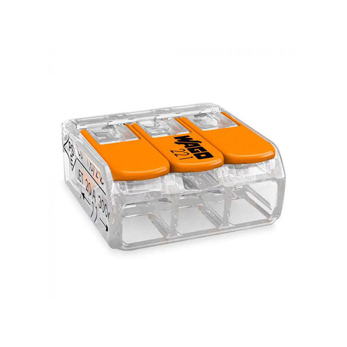 Pack De 50 Unidades - Conector Rápido Con Palanca 3 Vias, Ø Maximo 4 Mm², 450 V , 32 A; Transparente; 18,8 X 18,6 X 8,4 Mm