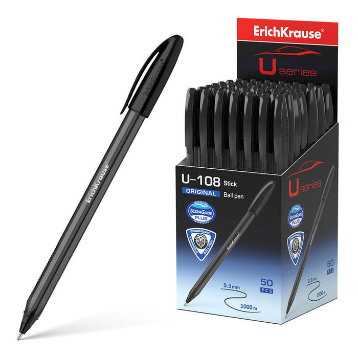Pack De 50 Unidades Erichkrause Boligrafo U-108 Original Stick - Ultra Glide Technology - Tinta Color Negro