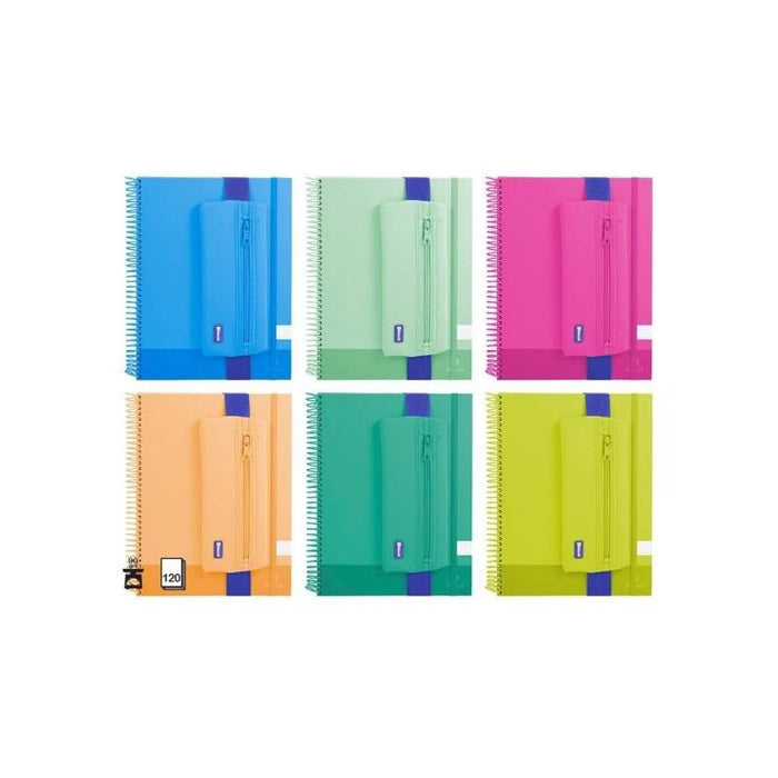 Pack De 6 Unidades Bismark Pack De Cuaderno Espiral A4 120 Hojas 90grs Cuadricula 5x5 + Portatodo De Neopreno - Hojas