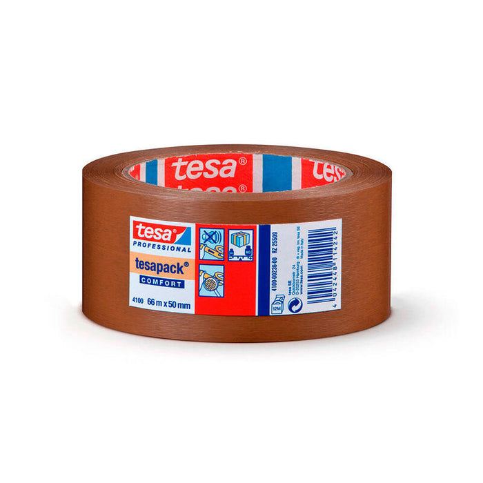 Pack De 6 Unidades - Cinta De Embalar Pvc Rugoso Marron 66m X 50mm 4100 Tesa