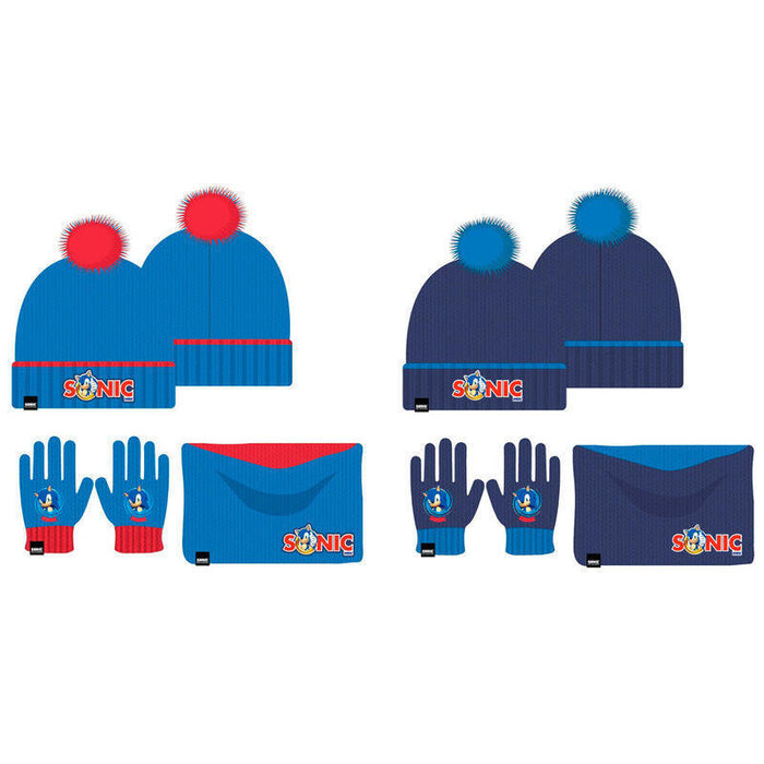 Pack De 6 Unidades - Conjunto Gorro Guantes Braga Cuello Sonic The Hedgehog Infantil