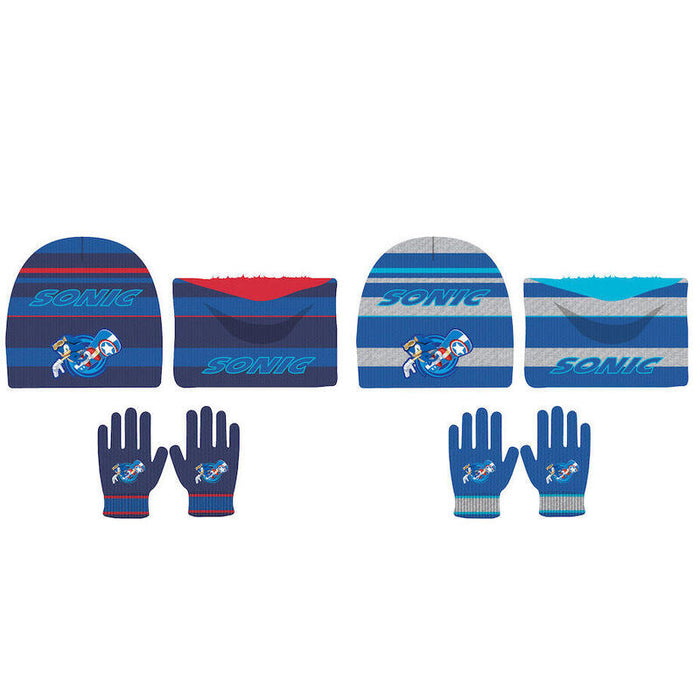 Pack De 6 Unidades - Conjunto Gorro Guantes Braga Cuello Sonic The Hedgehog Infantil