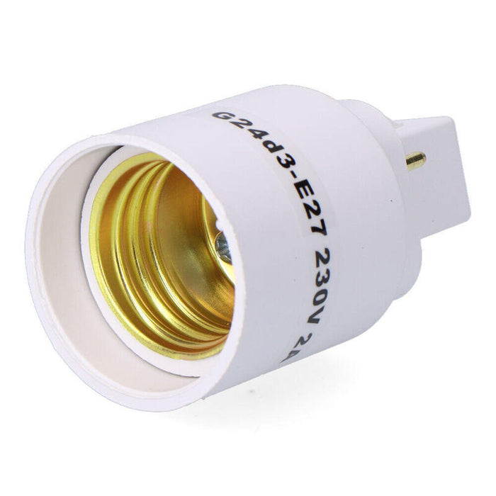 Pack De 6 Unidades - Convertidor De G24d3 A E27, 2 A 230 V, Blanco, Ø37 X 67 Mm (Retractilado)