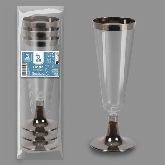 Pack De 6 Unidades - Copa Para Cava Reutilizable, 3 Unidades. Capacidad 150 Cc