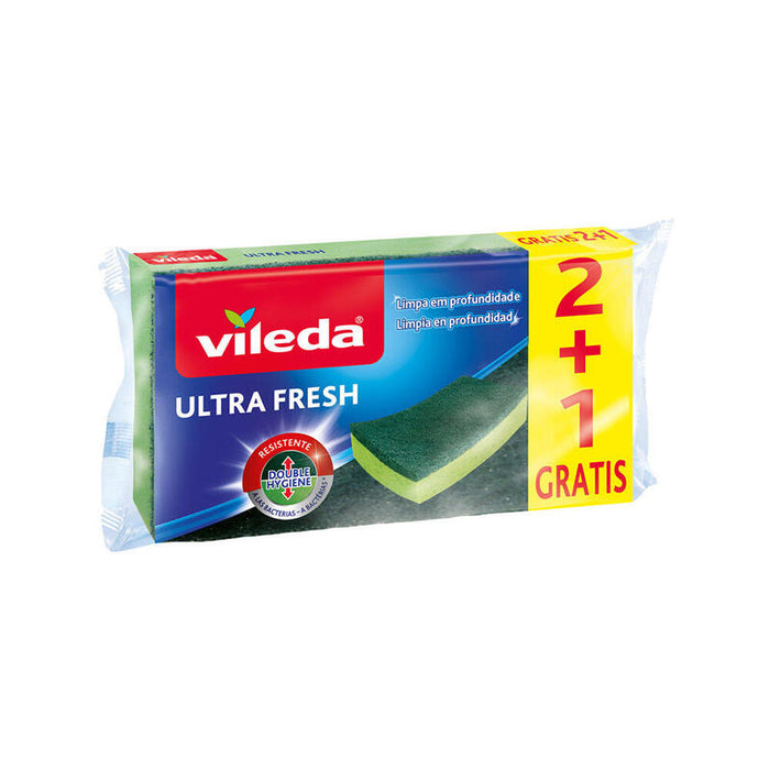Pack De 6 Unidades - Estropajo Ultra Fresh Con Esponja 2+1 Antibacterias 164001 Vileda