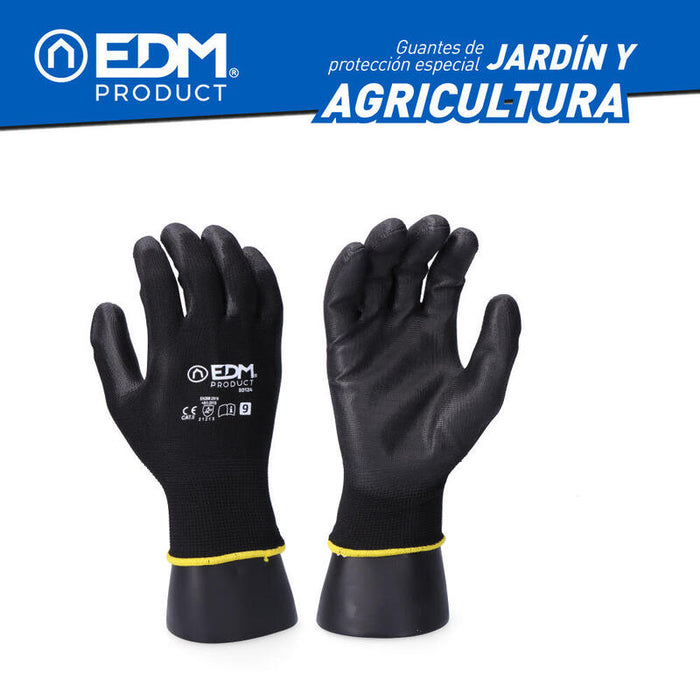 Pack De 6 Unidades - Guante Jardín Agricultura Poliéster Recubierto De Poliuretano Talla 10 Edm