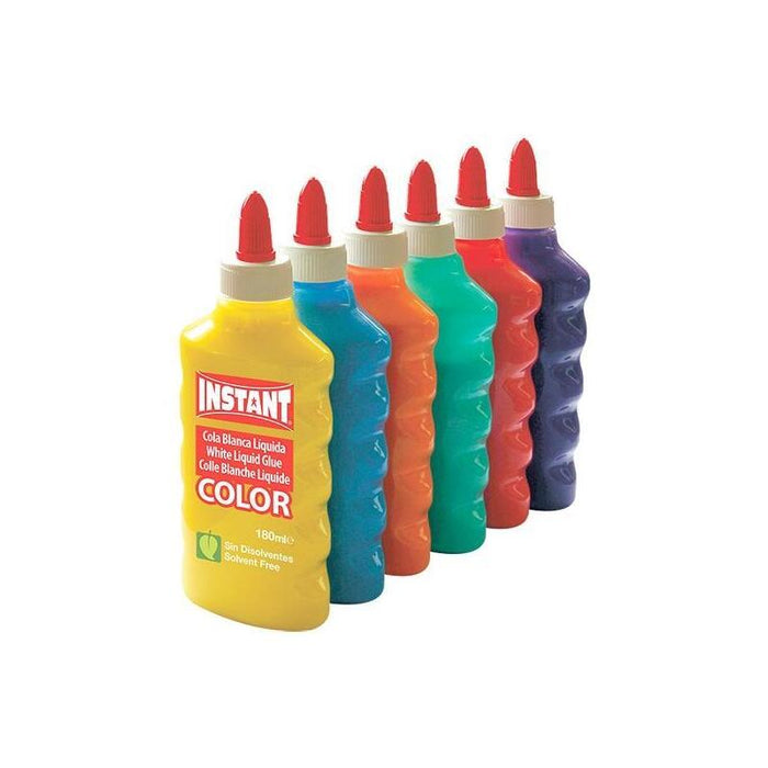 Pack De 6 Unidades Instant Cola Blanca De Color Para Decoración Botella 180ml C/Surtidos