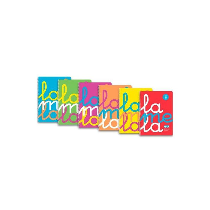 Pack De 6 Unidades Lamela Cuaderno Espiral 80h 4º 90gr Cuadrovía 3mm Cubierta Pp Flúor C/Surtidos