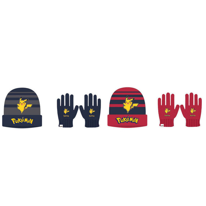 Pack De 6 Unidades - Set Gorro Y Guantes Pikachu Pokemon Infantil Surtido