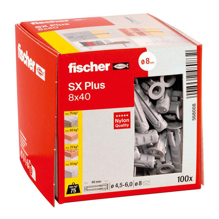 Pack De 6 Unidades - Taco Fischer Sx Plus Ø8x40mm 100uds. N8 568008