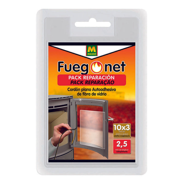 Pack Reparacion Fuego Net Cordon Plano Autoadhesivo De Fibra De Vidrio 15x3mm 2,5m Fuegonet Masso
