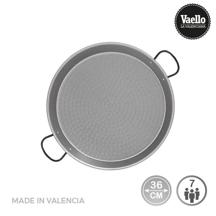 Paellera Acero Pulido Para Induccion Y Vitroceramica Ø36cm (7 Personas). Vaello