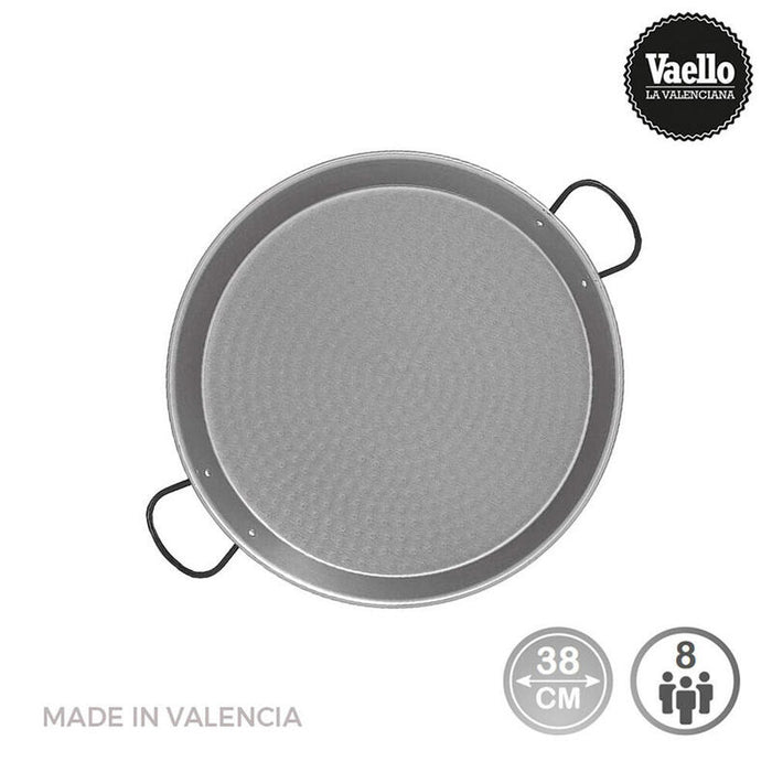 Paellera Acero Pulido Para Induccion Y Vitroceramica Ø38cm (8 Personas). Vaello