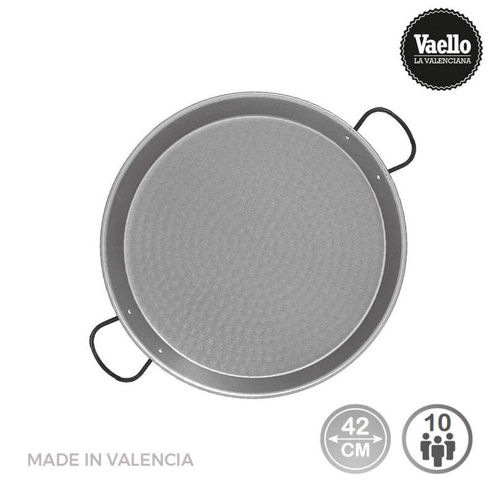 Paellera Tradicional Acero Pulido Ø42cm (10 Personas). Vaello