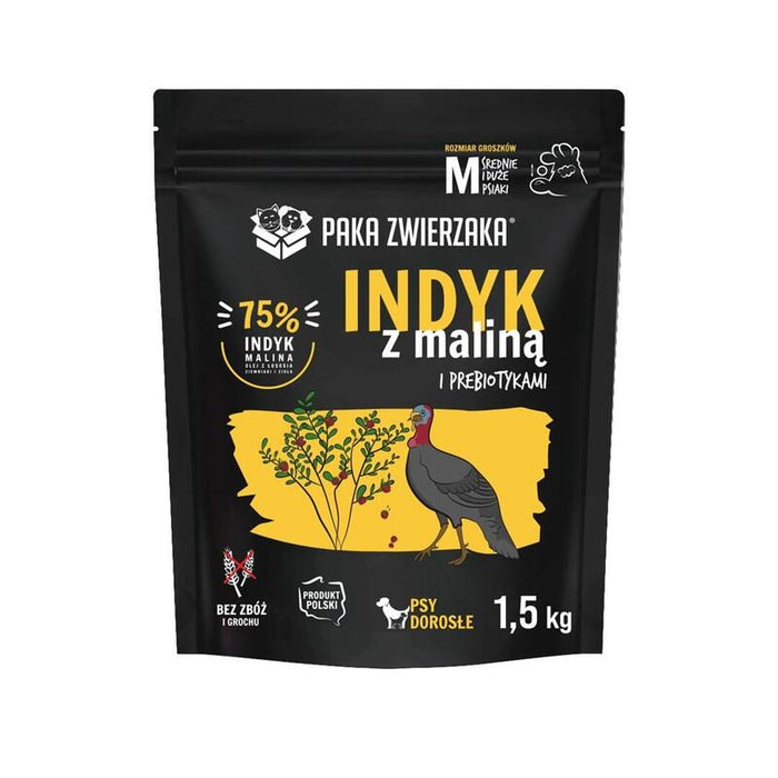 Paka Zwierzaka Turkey With Raspberry M - Alimento Seco Para Perros - 1,5kg