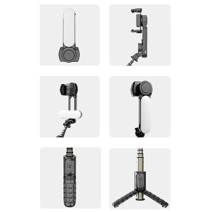 Palo Selfie Gimbal Q09 - Estabilizador De Smartphone Rotación 360º Con Mando Inalámbrico Negro