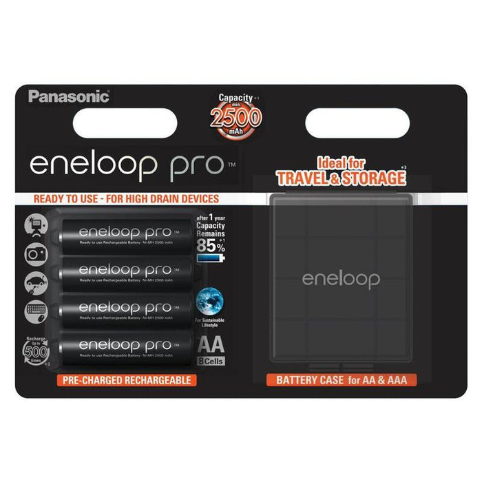 Panasonic Eneloop Pro Mignon Aa 2500 Mah 4 Pilas + Caja Para Guardarlas
