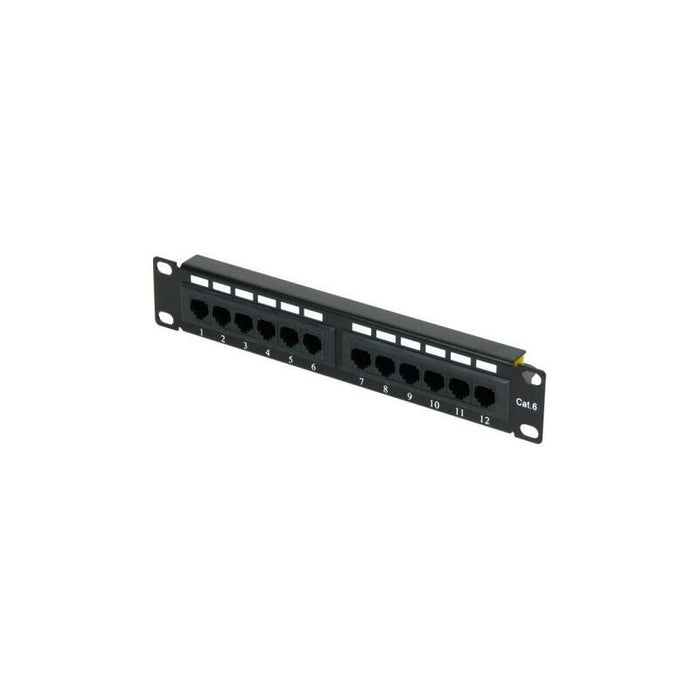 Panel De Parcheo Para Rack 10" 12 Puertos Utp Cat6 1u Negro