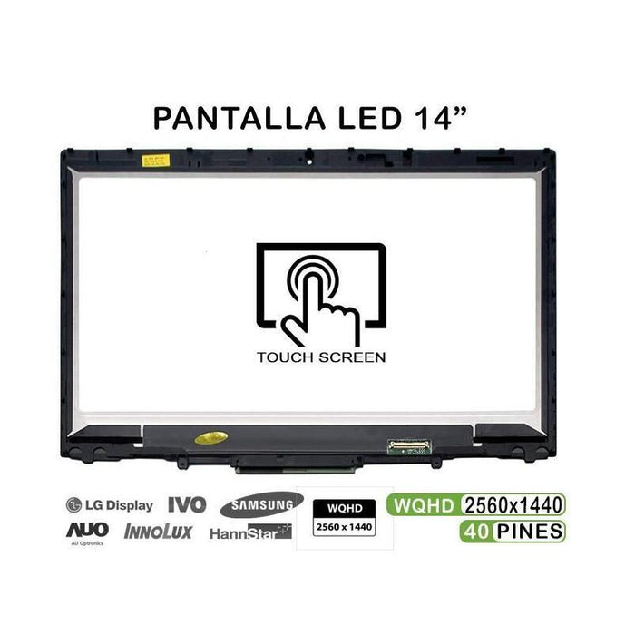 Pantalla Completa Con Táctil De 14" Para Portátil Lenovo Thinkpad X1 Qhd Lp140qh1 Sp E1