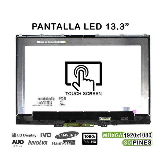 Pantalla Con Táctil Y Marco De 13.3" Para Portátil Lenovo Yoga 720 13ikb Fhd M133nwf4 R0