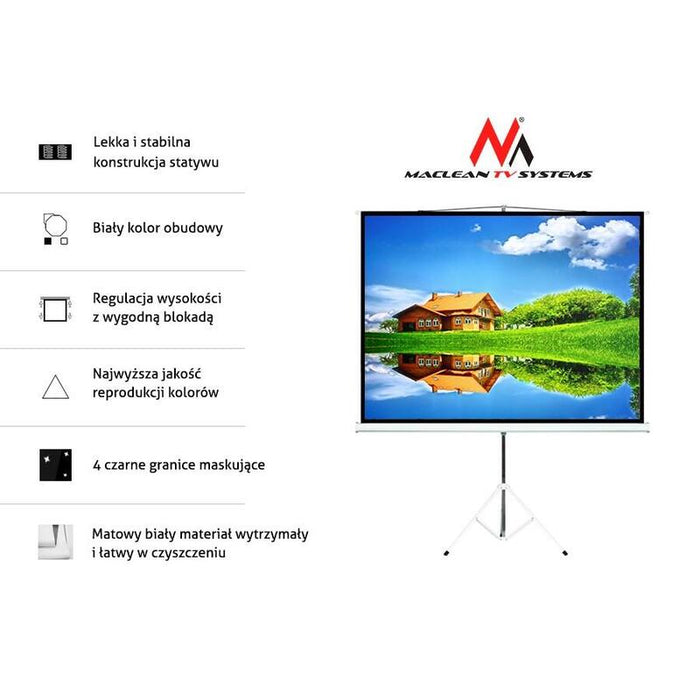 Pantalla De Proyección De 120" 4:3 240 X 168 Cm Con Trípode Maclean Mc-608