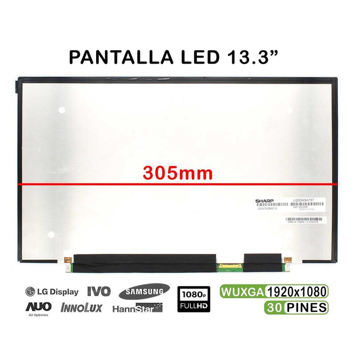 Pantalla Led De 13.3" Pulgadas Para Portátil Sharp Lq133m1jw02a Fhd 30 Pines 305mm