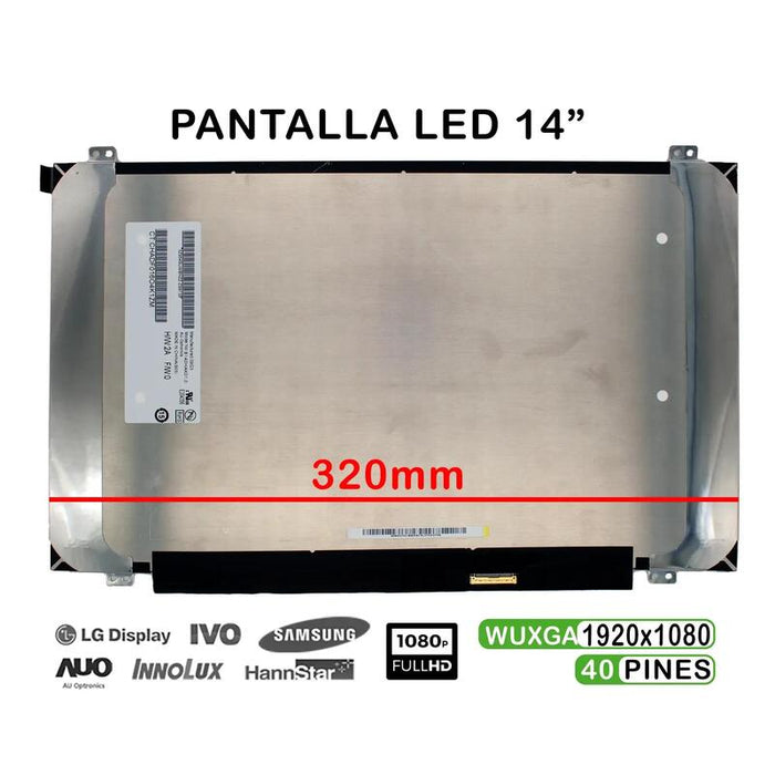 Pantalla Led De 14" Para Portátil B140hak01.0