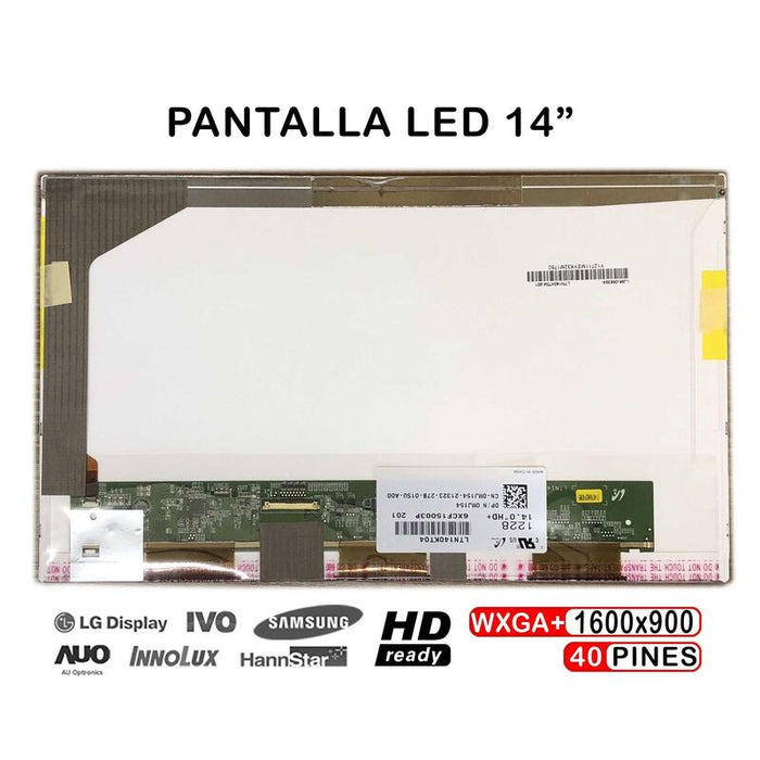 Pantalla Led De 14" Para Portátil Lp140wd1 Tl M1 D2 A1 Ltn140kt04 1600x900 40 Pin