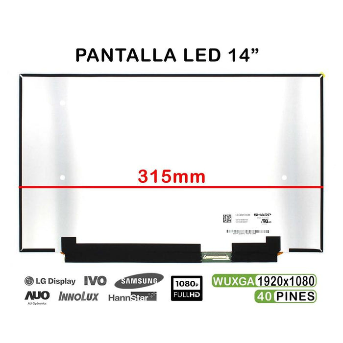 Pantalla Led De 14" Para Portátil Lq140m1jw49 40 Pines