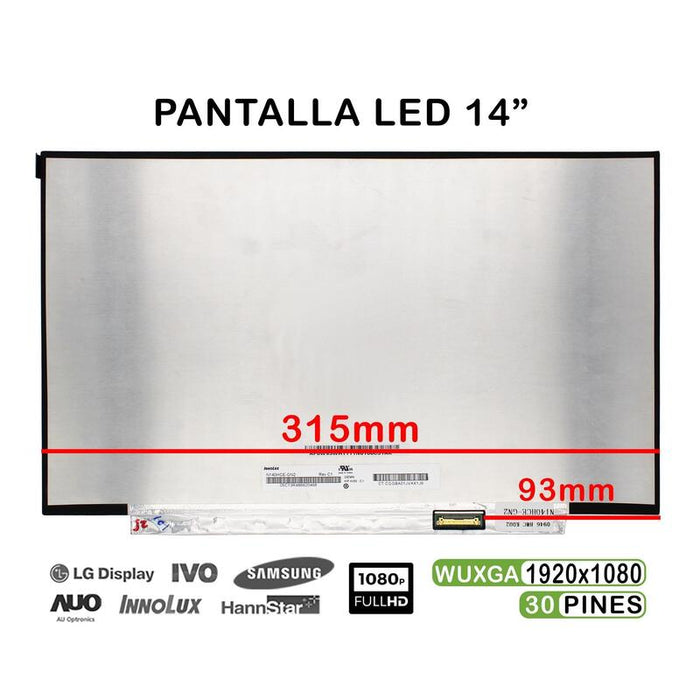 Pantalla Led De 14" Para Portátil N140hce En2 Rev.C4 Fhd 30 Pines
