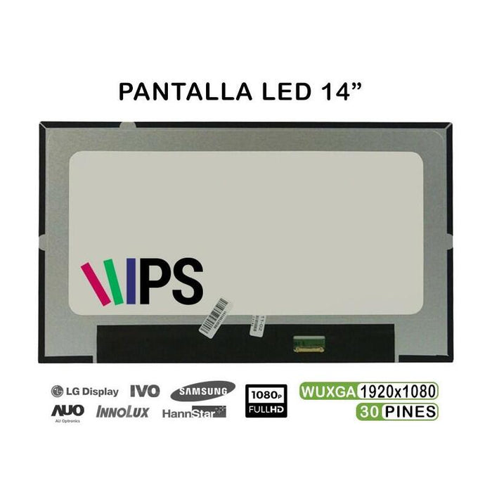 Pantalla Led De 14" Para Portátil Nv140fhm-N63 V8.1 Fhd 30 Pines