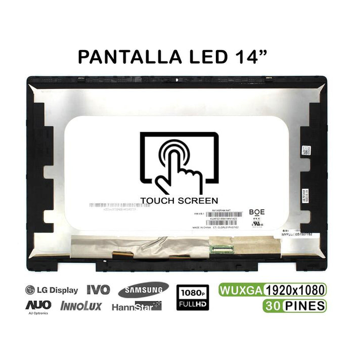 Pantalla Táctil Led De 14" Para Portátil Hp Pavilion X360 14 Ek Fhd Con Marco