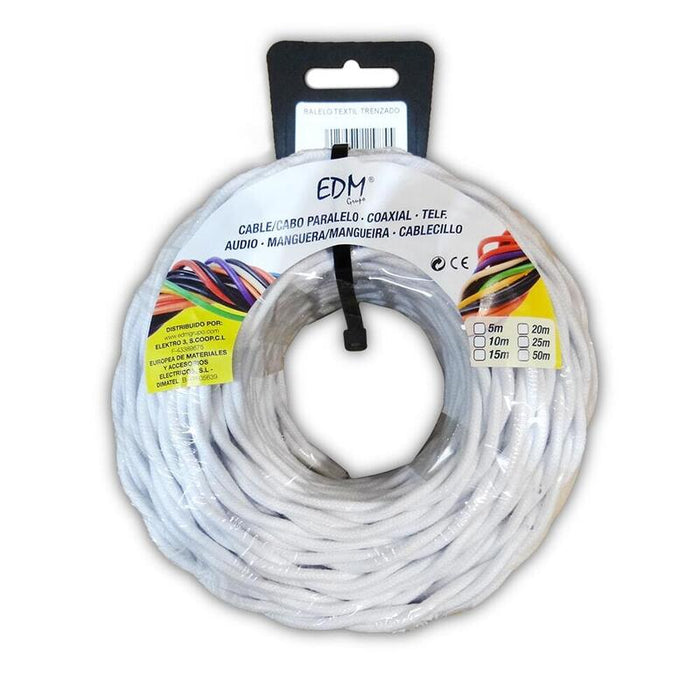Paralelo Textil Trenzado 3x1,5mm Blanco 25m