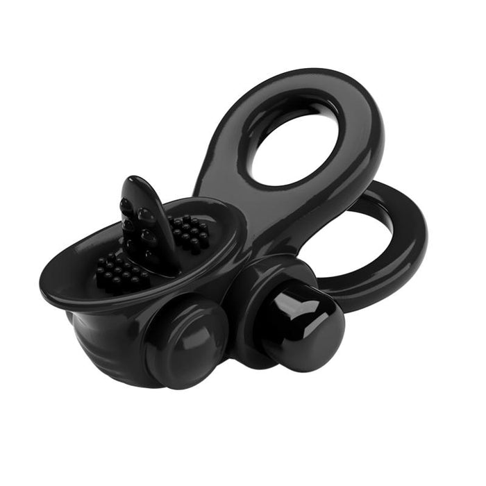 Pretty Love - Passionate Ring Doble Anillo Vibrador + Estimulador Clítoris Negro